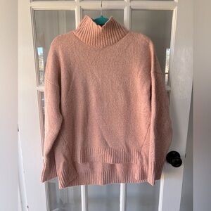 Treasure & Bond Marled Cozy Pink Mock Turtleneck Sweater Small Pink
